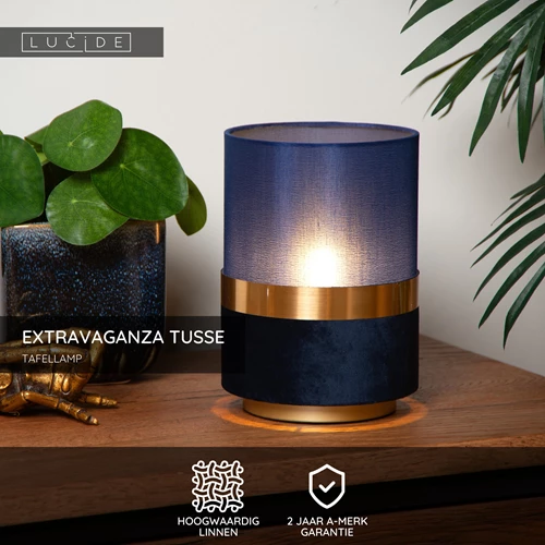 Lucide EXTRAVAGANZA TUSSE - Tafellamp - Ø 15 cm - 1xE14 - Blauw - USP